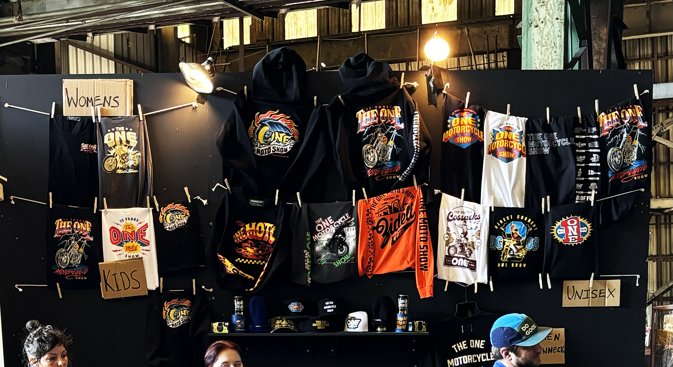 The One Moto Show Merch table